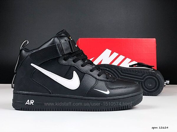 р.41-46 Кроссовки  Nike Air Force 1 черные зима KS 12624
