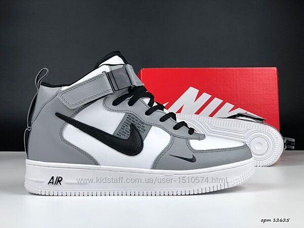 р.41-46 Кроссовки Nike Air Force 1 серо/белые зима  KS 12625