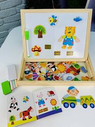 Деревянный-двусторонний чемоданчик с магнитами в виде мольберта Артикул1903