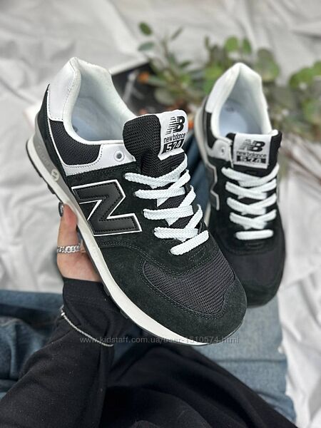р.41-45 Кроссовки New Balance 574 Black White Артикул 0756