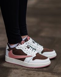 р.36-41 Кроссовки Nike Air Jordan 1 Low Travis Scott White Brown Pink NK356