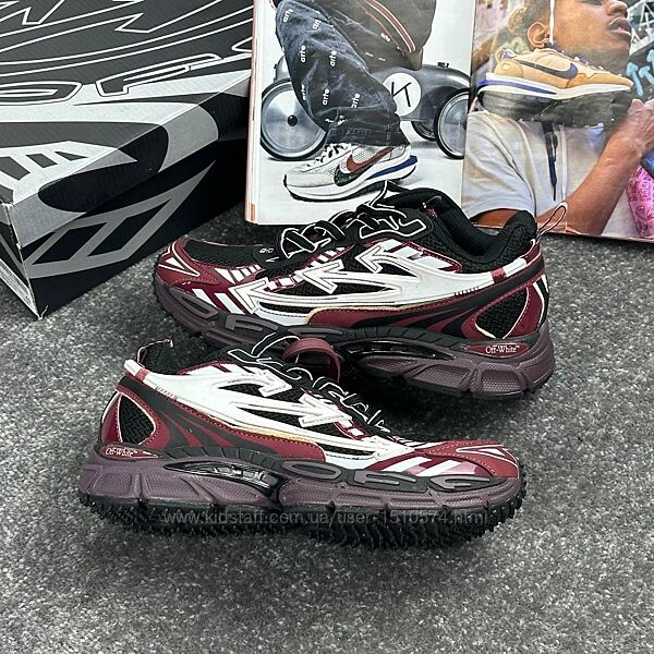 р.38-45 Кроссовки Off-White Be Right Black Burgundy  Артикул 0684