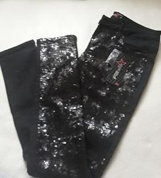 Новые черные блестящие брюки штаны джинсы в пайетки FB Sister New Yorker