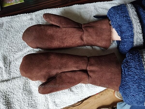 Варежки Рукавицы замшевые из натуральной овчины в стиле ugg