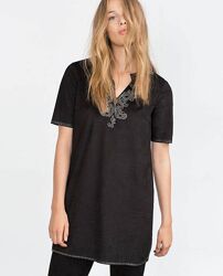 Чорна замшева сукня туніка zara