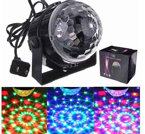 Дискошар светодиодный LED Кристалл Magic Ball оригинал 100 Светомузыка 