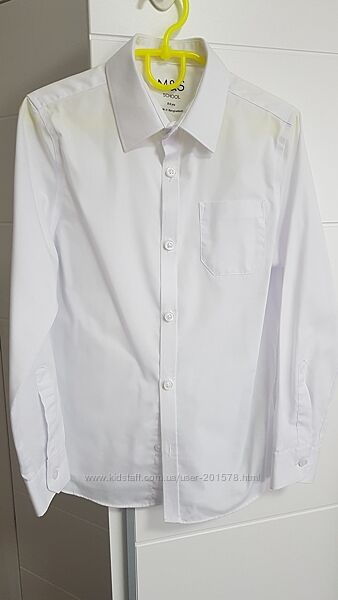 Рубашка m&s, slim , длин. рукав, р. 134 см 8-9 лет