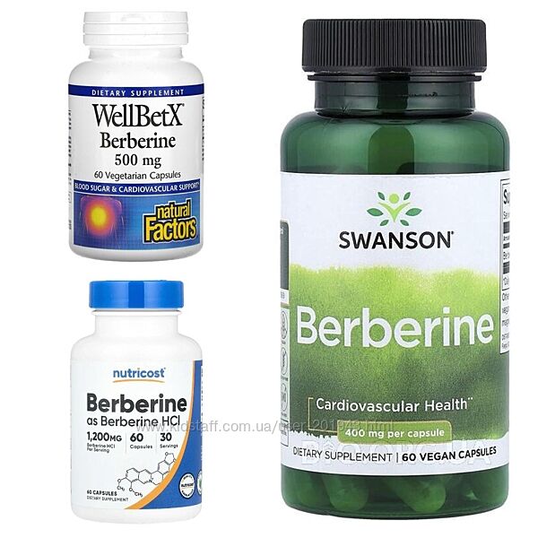 Nutricost, Swanson, Natural Factors, берберин, 400,500,600 мг