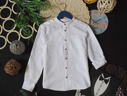 Модняча сорочка з льону з рукавами трансформерами Kiabi та воротом стойкою