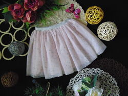 Ніжна пишна рожева спідниця в сріблястий горошок H&M