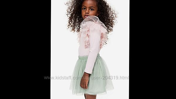 Шикарна пишна мятна фатінова спідниця з мерехтінням H&M