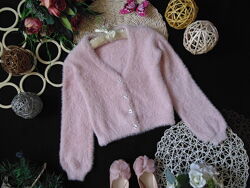 Бомбезний пухнастий кардиган з рожевим мерехтінням Next 