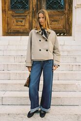 Короткий двубортный тренч Zara
