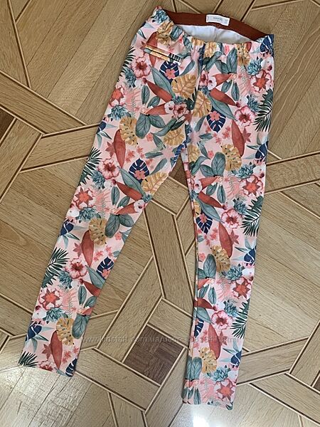 Штаны брюки mango для девочки 11-12 лет, 152 см, в цветы джегинсы яркие