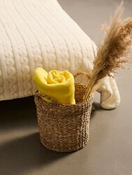 Яскравий жовтий пухнастий плед 