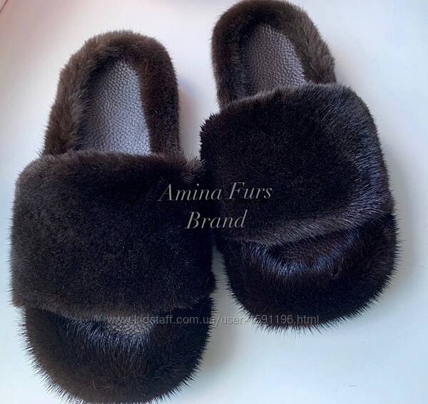 Меховые шлепанцы из натуральной норки - распродажа