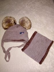 Комплект шапка зимняя и хомут 3-5 лет 