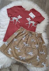 Комплект h&m для дівчинки спідниця і футболка 
