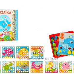 Мозаика 12 картинок, 35 фишек, развивающая детская Цветная мозаика с крупны