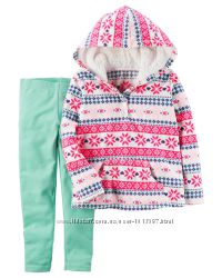 Леггинсы  Флисовая кофта Carters. Набор 2-ка для девочки 239G482