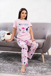 Пижама Женская Фламинго Футболка, Штаны. Размеры S, M, L, XL