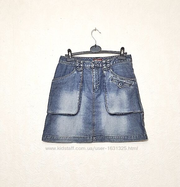 Фирменная юбка женская джинсовая с карманами короткая хлопок р48 H&M Турция