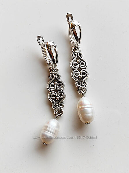 Жемчужные серьги. Натуральный жемчуг барокко.