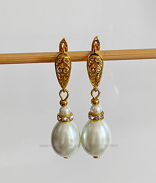 Жемчужные серьги, красивые серьги капли