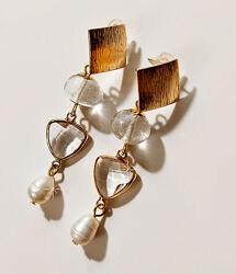 Жемчужные серьги с горным хрусталем