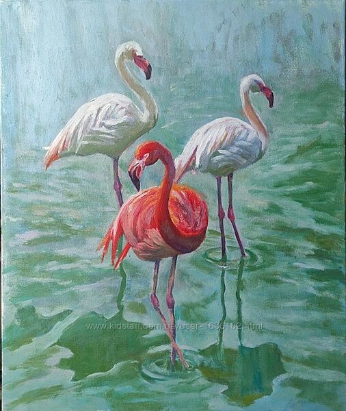 Картина маслом живопись фламинго