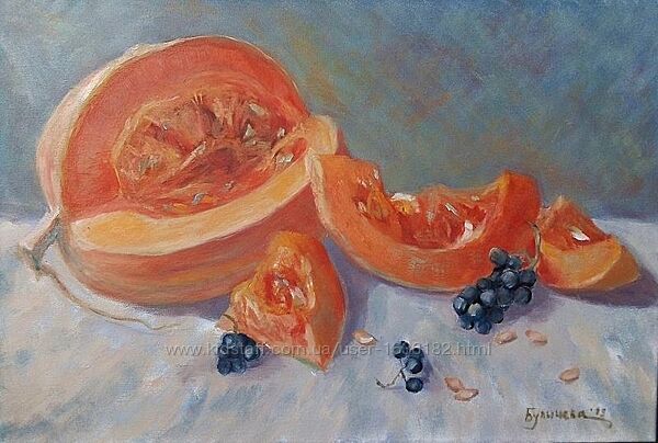 Картина маслом живопись оранжевая тыква