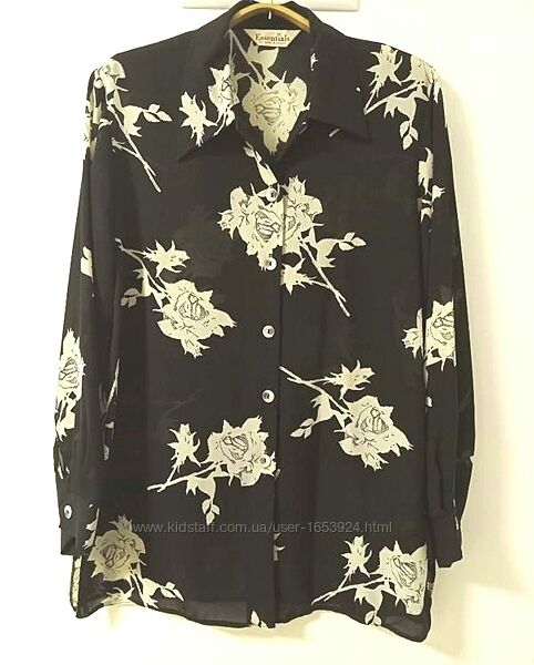 Красивая элегантная черная рубашка в цветочный принт XL/50-52