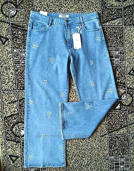 Модного фасона крутые джинсы со стразами, XL-XXL/50-52