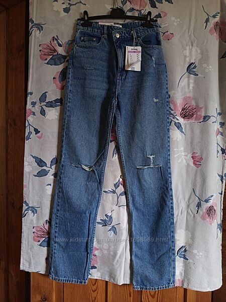 Джинси 38й slim з прорізами