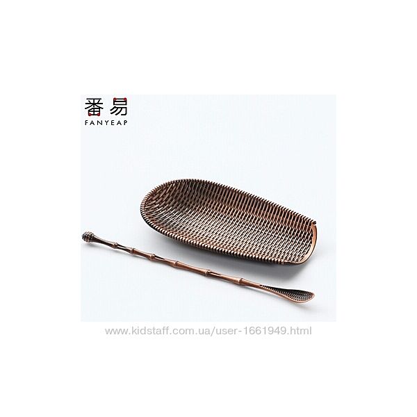 Чахэ с палочкой в бамбуковом стиле, металл под медь. Китайский чай.