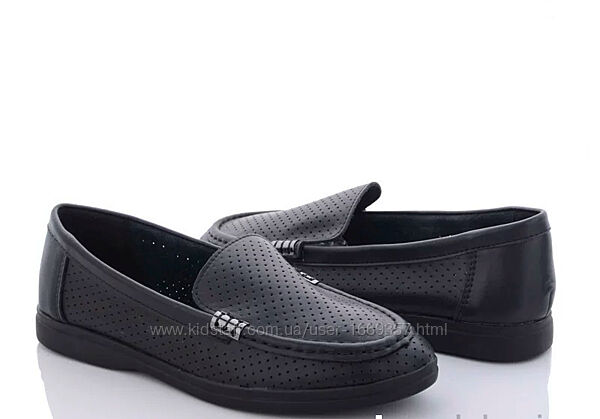 Туфли мокасины женские черные натуральная кожа Т1516