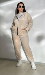Костюм женский бежевый кофта и брюки код П1035