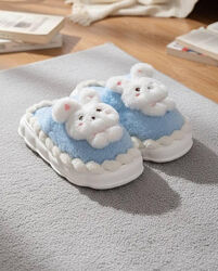 Жіночі кімнатні блакитні капці з зайчиком Тп174