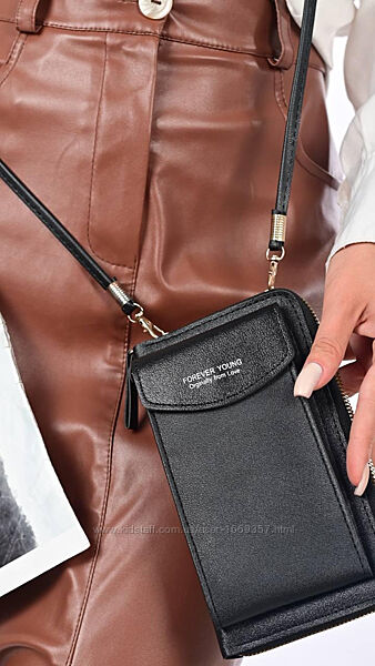  Гаманець клатч жіночий чорний на блискавці код 487