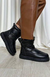 Чоботи дутики жіночі зимові чорні С462