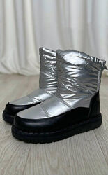 Чоботи дутики жіночі зимові сріблясті С463