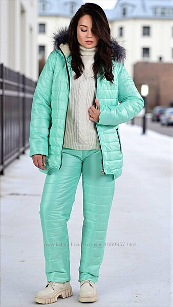 Костюм жіночий зимовий м´ятний куртка і штани П1080