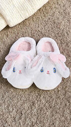 Жіночі кімнатні білі капці з зайчиком Тп173