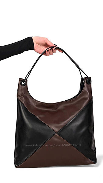 Сумка жіноча чорна з кавовим код 7-39990