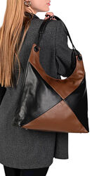 Сумка жіноча чорна з коричневим код 7-39990