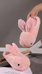 Жіночі рожеві капці зі штучного хутра у вигляді кролика Тп165