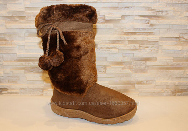 Чоботи з хутром жіночі коричневі зимові С215