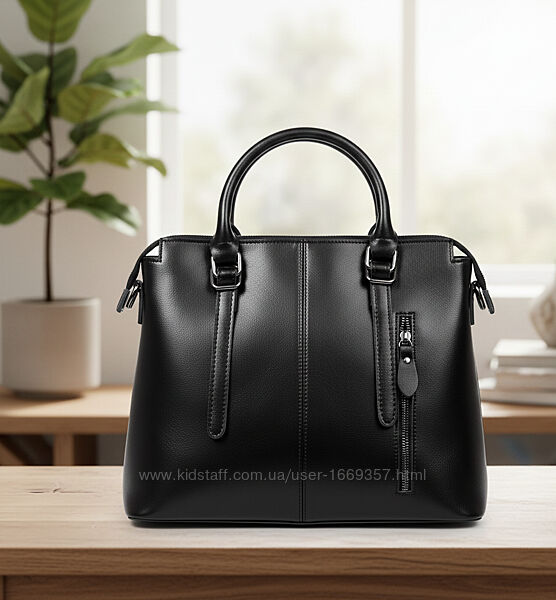Жіноча сумка чорна натуральна шкіра код 25-330