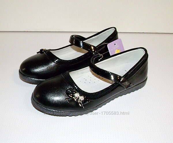 Черные школьные детские туфли для девочек Том 32-37 