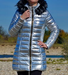 Модне сріблясте жіноче пальто куртка boohoo